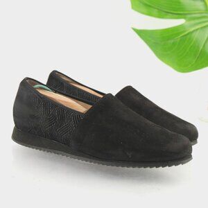 HASSIA Womens Piacenza Slip On Shoes Size 7.5 G Wide Black Leather Comfort Flats